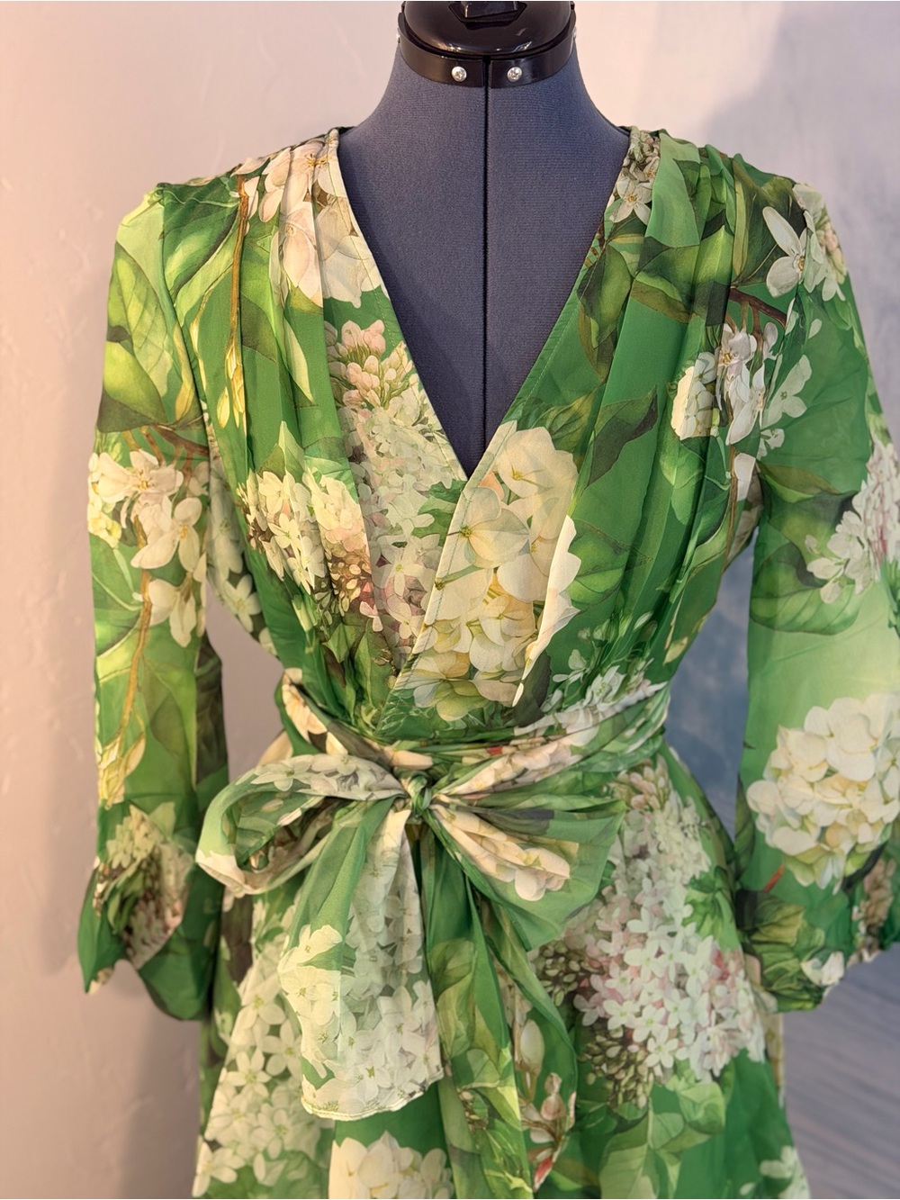 STYLEWE Green Floral Maxi Dress with Tie Waist Belt 294 - Picture 3 of 10